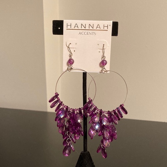Hannah Jewelry - Hannah Purple Beaded Hoop Earrings